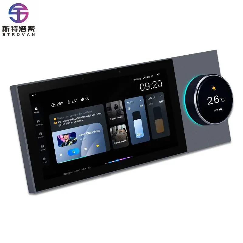 6 Inches  Smart Home Multi-functional Central Control Panel Zigbee Gateway Switch Controller Wifi Audio in Wall Amplifier