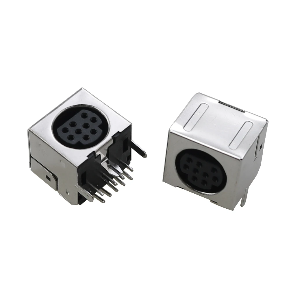 1pcs LCD TV S-video 9 Pin10Pin Mini Din Socket Connector shield Right Angle through hole Mini Circular DIN Receptacle Socket