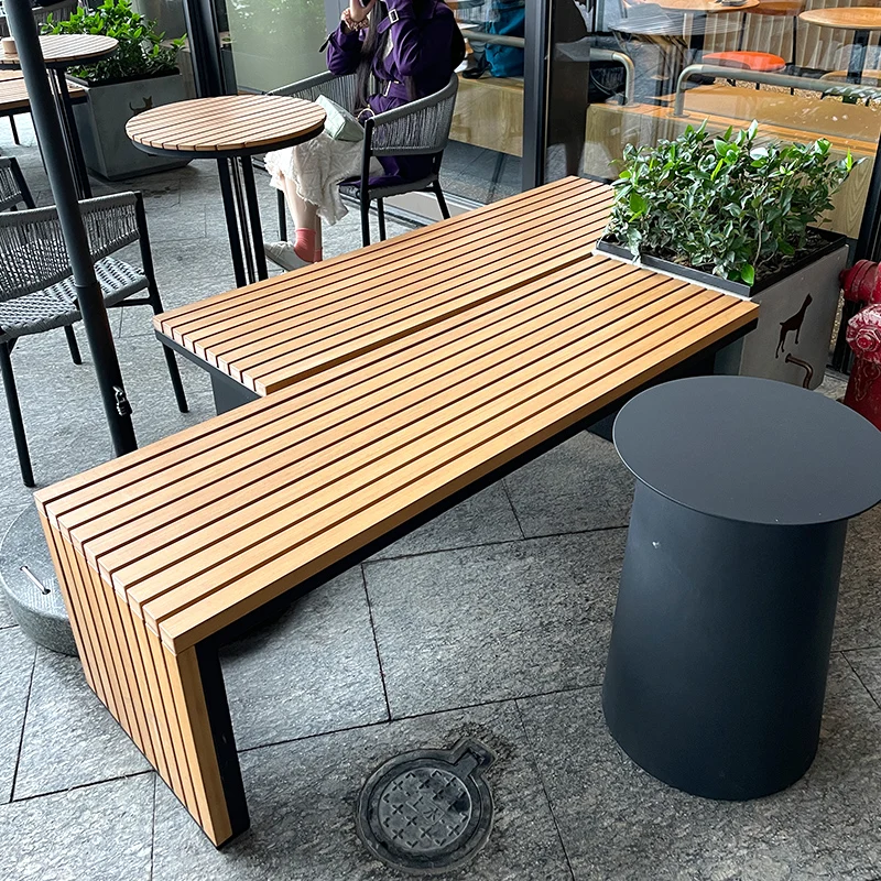 Banco de hierro para exteriores, combinación de mesa y silla para cafetería, Banco de tarjeta de hierro, Banco de descanso para plaza