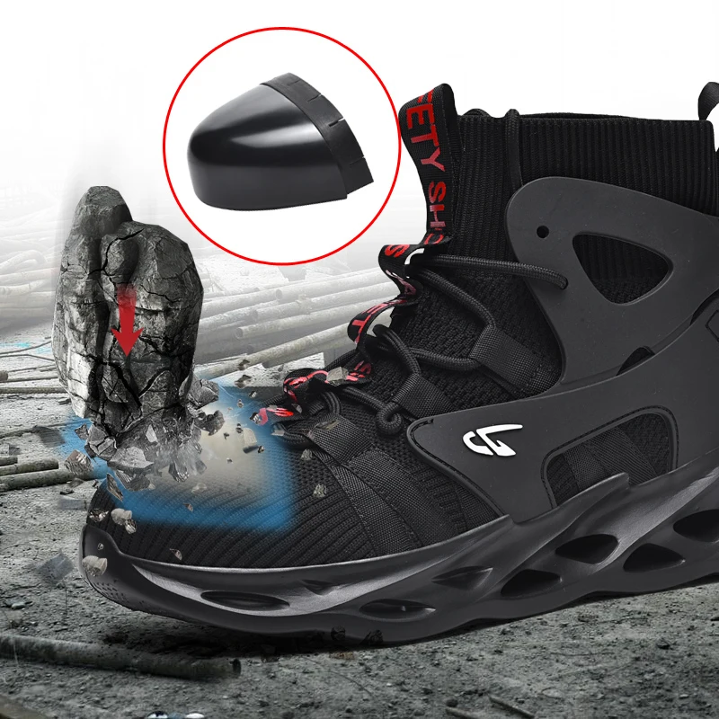 

Men Anti-Puncture Anti-Shatter Steel Toe Work Shoes Breathable Design Large Size Fashion Casual Thick Sole Safety Sneakers