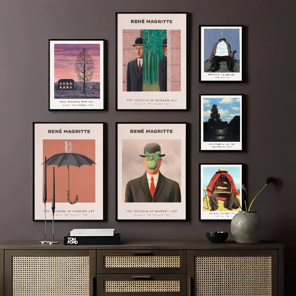 

Scandinavian minimalist Rene Magritte surrealist Self-adhesive Art Poster Whitepaper Sticker DIY Room Bar Cafe Wall Decor