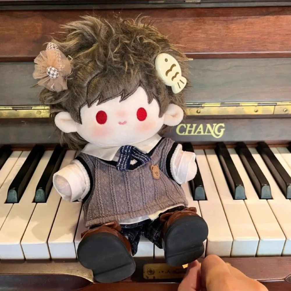 1 set School Uniform 20cm Cotton Doll Clothes Plaid Shorts Knitted Vest Cotton Doll's Clothes Fashion Mini Doll Clothes