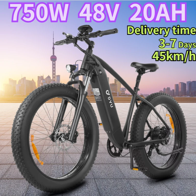 KING750 Electric Bike 750W Motor 48V20AH Removable Lithium Battery E Bike Adult 26*4.0 Inch Fat Tire Mountain Electric Bicycle