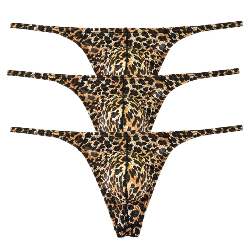 3PCS Sexy Thongs Men G-String Briefs Snake Print Underpants Micro String Breathable Bikini Jockstrap Sissy Panties