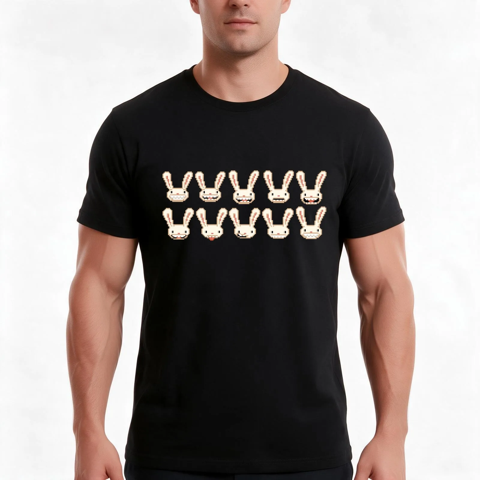 Lagomorph pattern (Sam & Max) - Clothing gadgets & face masks T-Shirt Summer Casual Cotton Tee Oversized Streetwear Tops