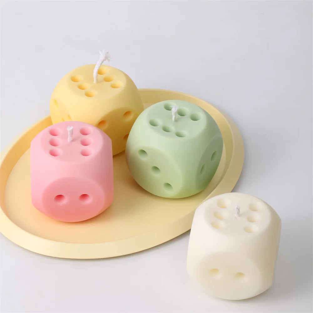 BOOWAN NICOLE 3D Dice Shape Silicone Candle Mold Handmade Candle Making Supplies Chocolate Candy Ice Cubes Mould