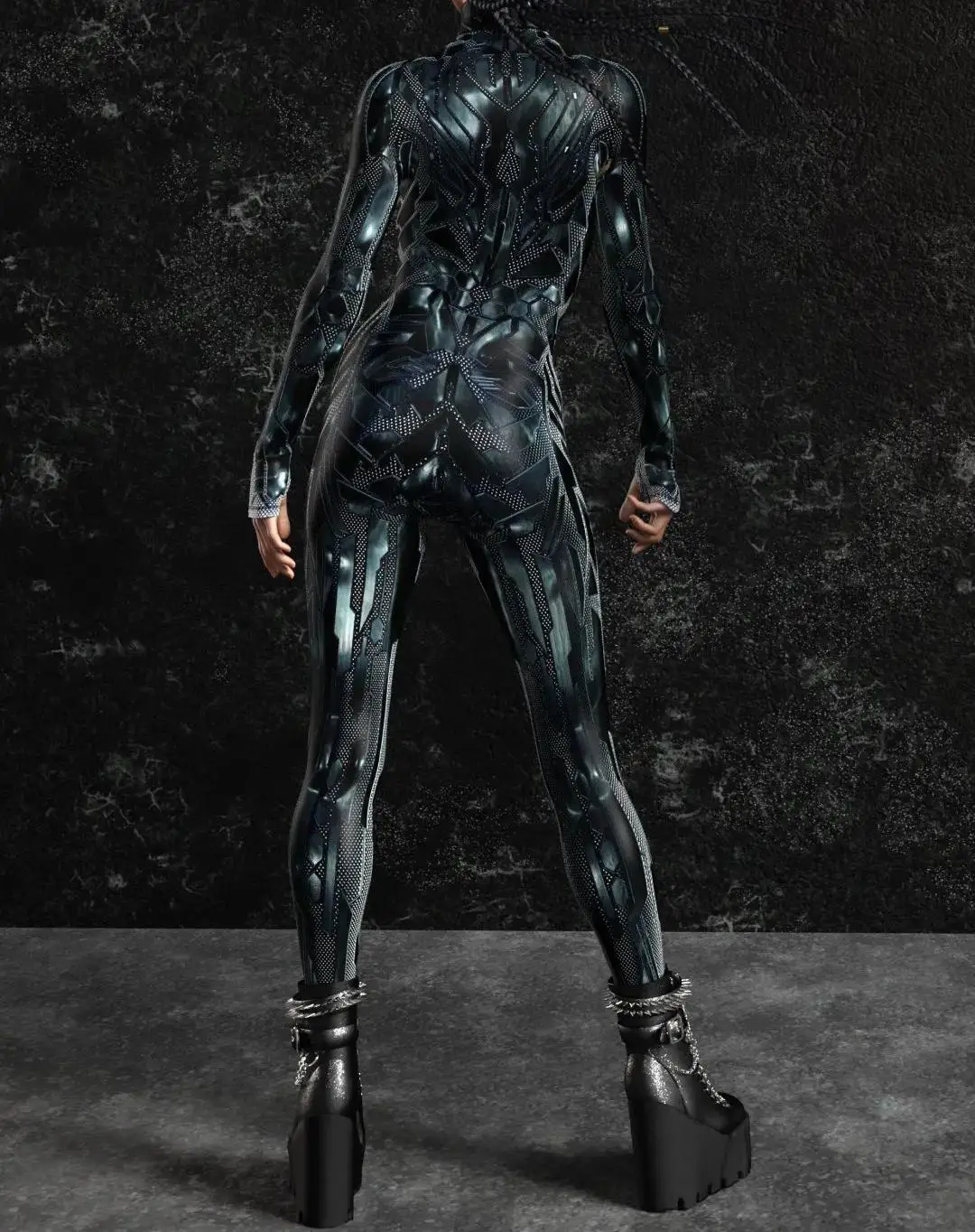 Mechanischer Rüstungs-Roboter-Bodysuit für Frauen, Skelett-Cosplay, Punk-Zentai-Jumpsuit, Kostüm für Halloween-Party, Aufführung, Maskerade – Detail 22