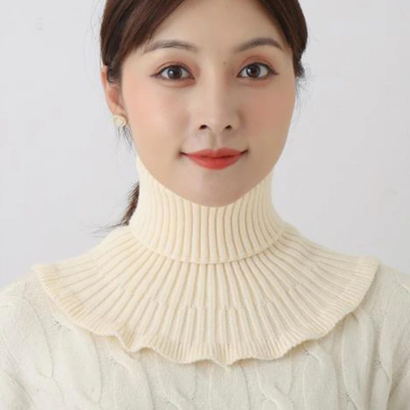 New Knitted Neck Collars Solid Turtleneck Faux False Blouse Top Collar Detachable Scarf Warm Winter Windproof Wrap Scarf Ruffles