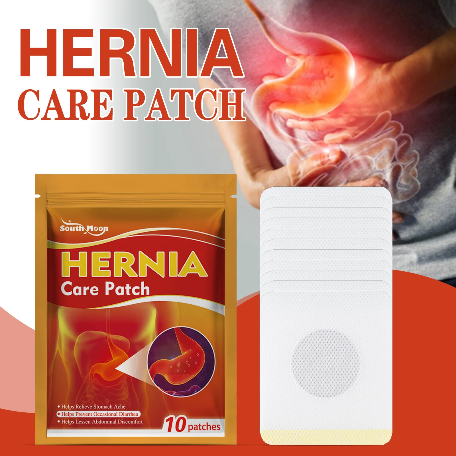 

10pcs Abdominal Hernia Acupoint Patch Relieve Stomach Pain Bloating Diarrhea Spleen Stomach Care Patch Body Care Patches