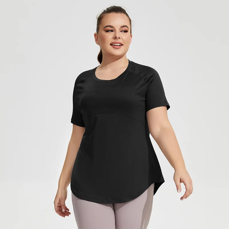 Plus Size Odzież sportowa Kobieta Siłownia 2024 Odzież do jogi Koszulka damska z krótkim rękawem Top fitness Oddychająca koszulka do biegania Slim Butt Cover — zdjęcie 3