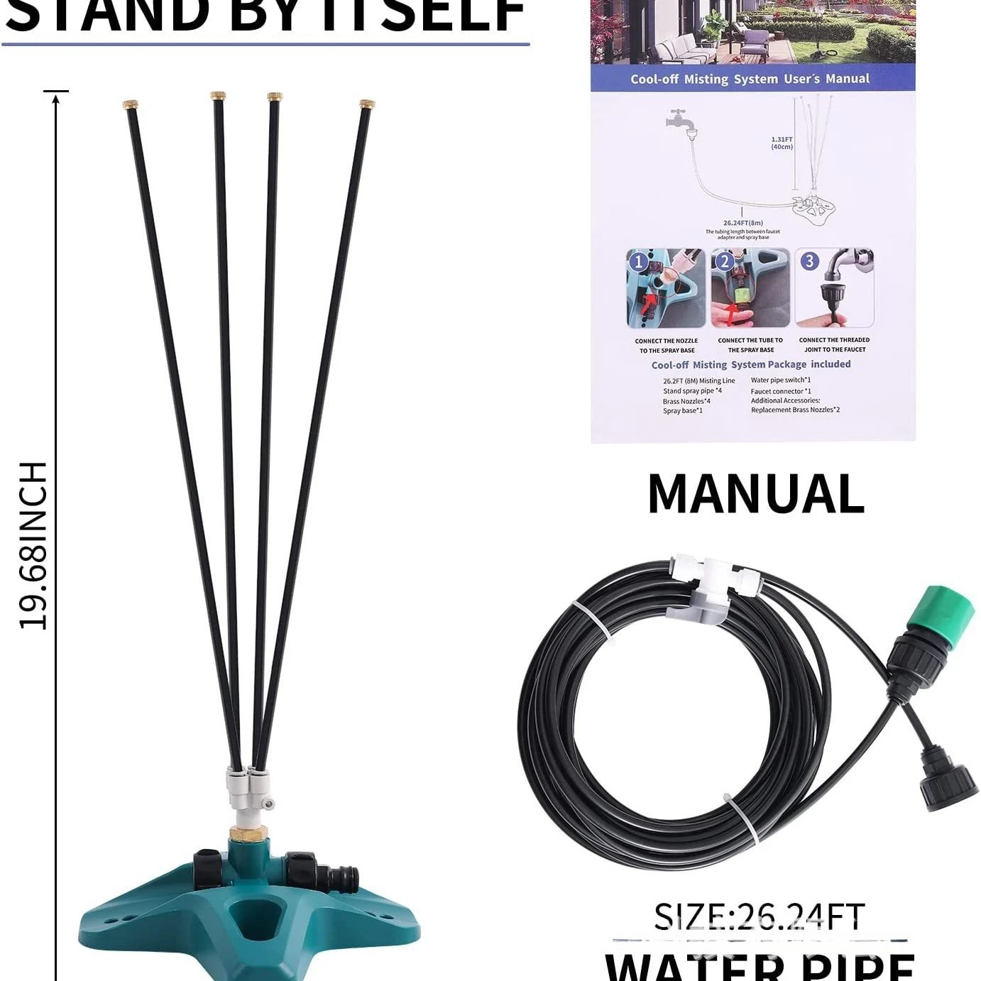 Standing spray Cooling System Portable Garden Micro spray