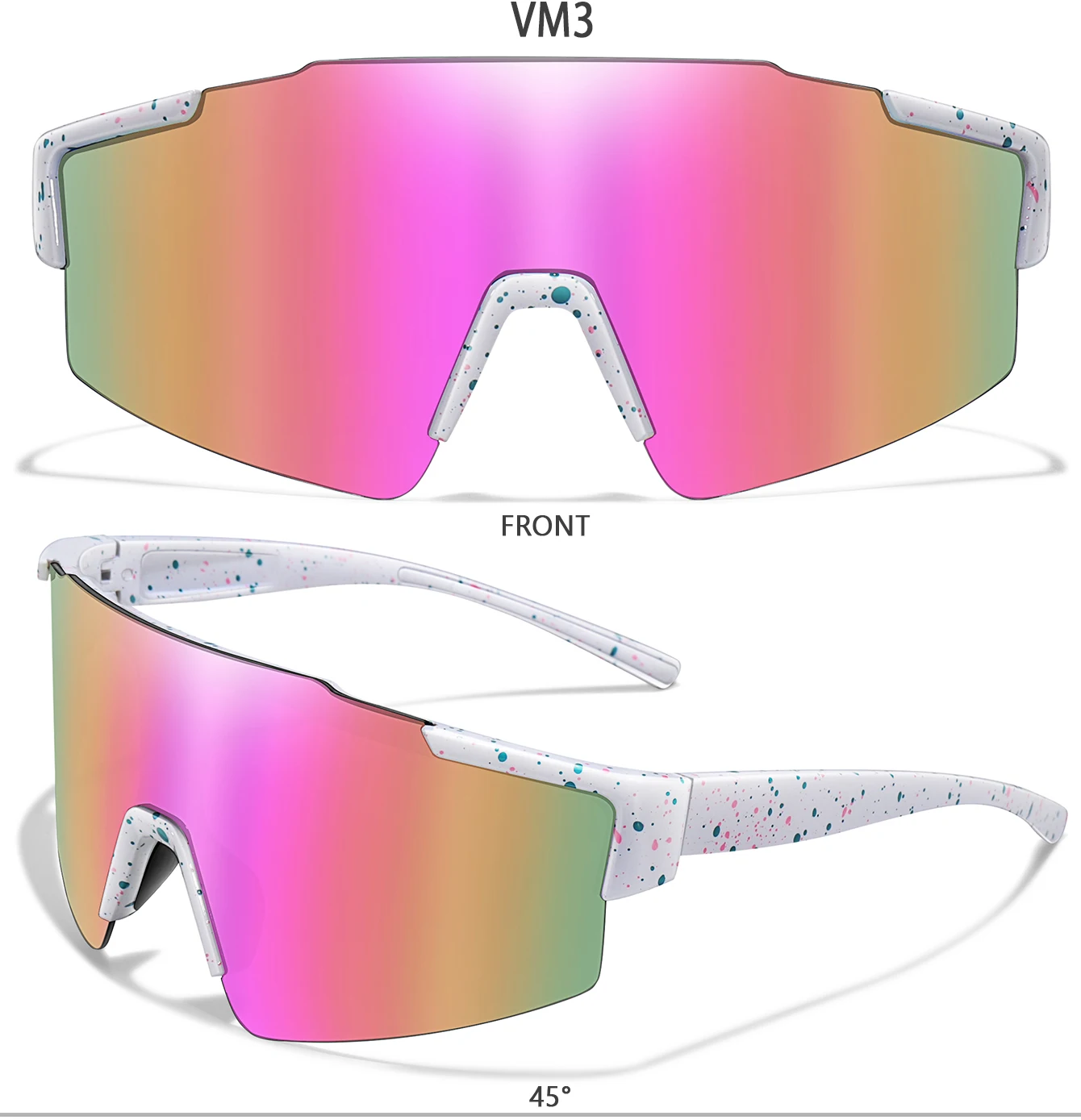LOISRUBY UV400 winddichte Sport-Sonnenbrille, große Linse, Fahrradbrille, Fahrradbrille für Männer und Frauen, MTB-Fahrradbrille – Detail 6