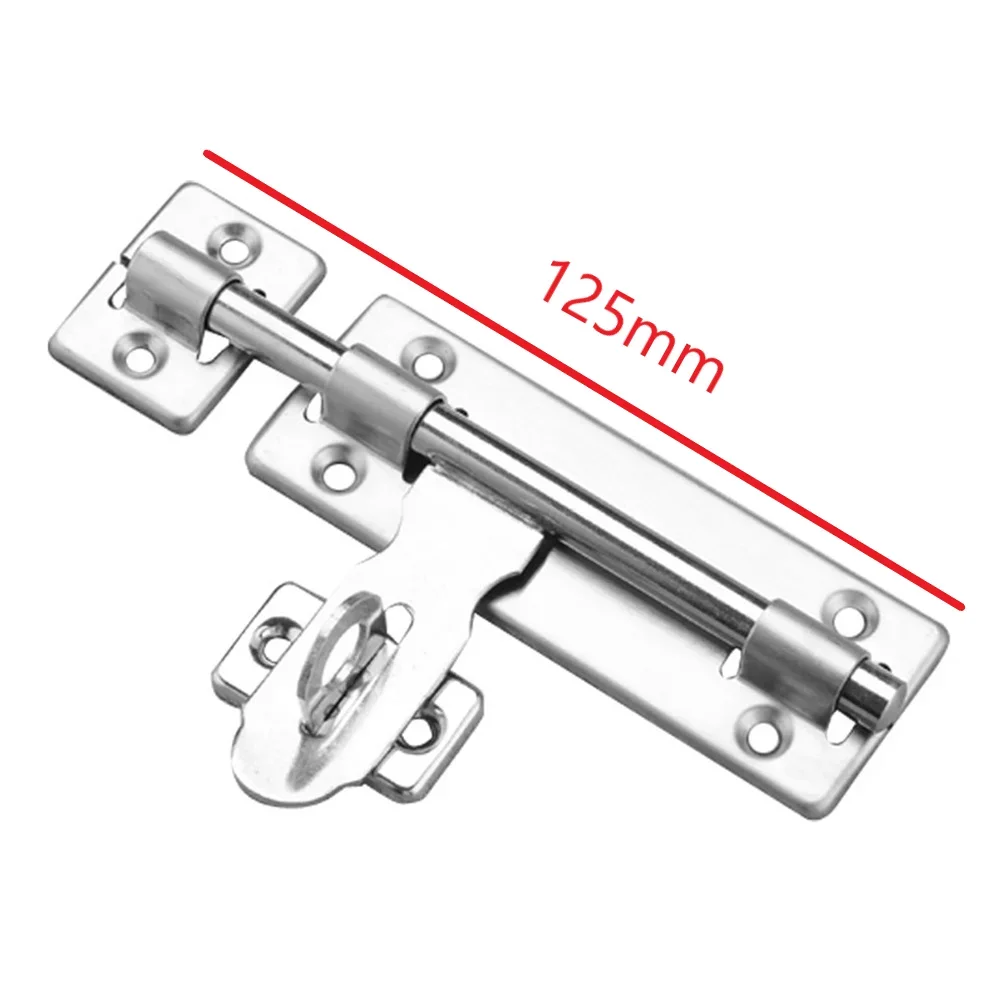 High Quality Door Bolt Latch Lock 1 Pcs 4inch/6inch/8inch Anti-Theft Anti-corrosion Security Silver Stainless Steel