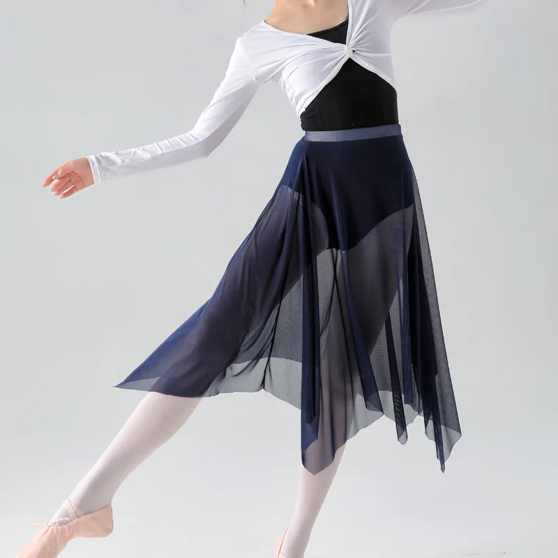 Ballet Skirt Adult Women Middle Mesh Skirt Dance Tulle Skirt Ballet Exercise Clothing Chiffon Skirts Black Stage Costume Women
