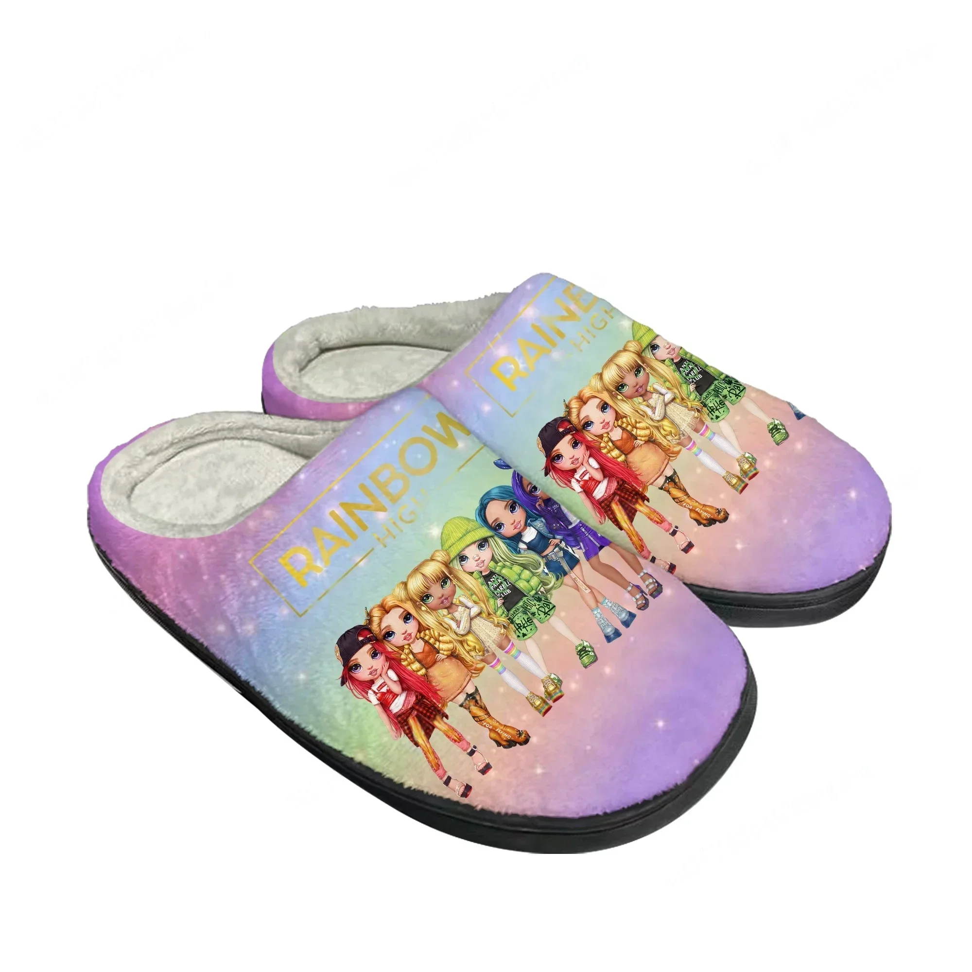 Rainbow High Girls Home Cotton Slippers Men Women Youth Boy Girl Plush Bedroom Casual Keep Warm Shoe Anime Custom Indoor Slipper