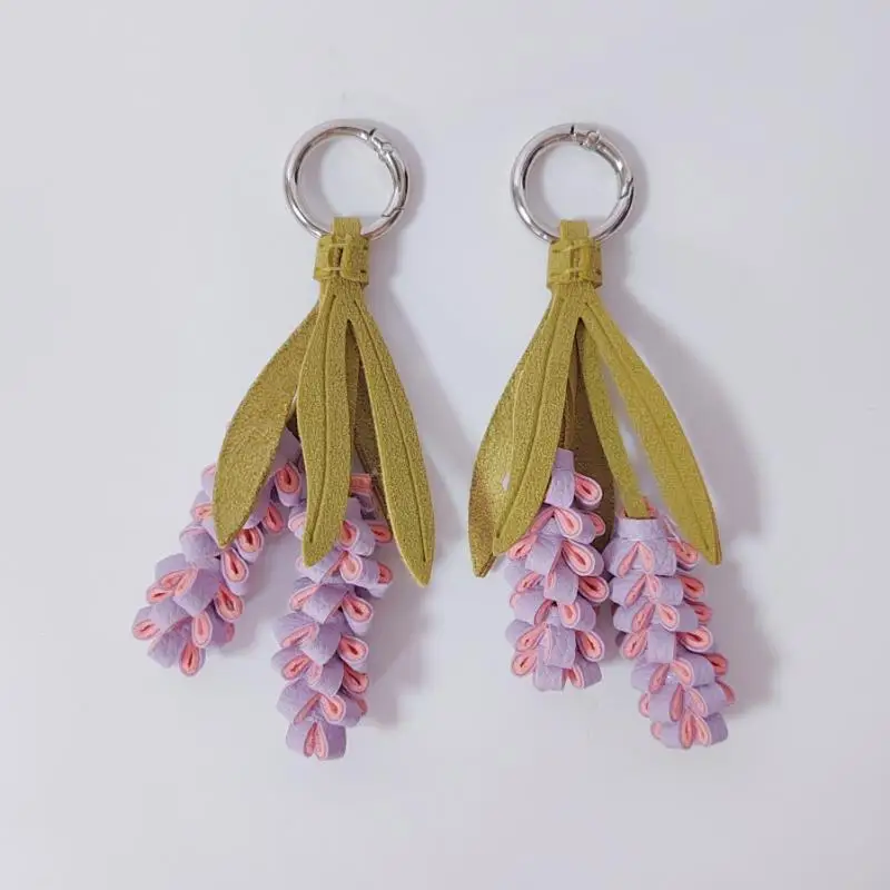 1 Stück Lila Lavendel-Osmanthus-Blumen-Schlüsselanhänger, Niedliches PU-Leder Blumen-Taschenaccessoire für Liebende/Realistische Blume/Gutes Geschenk – Detail 13