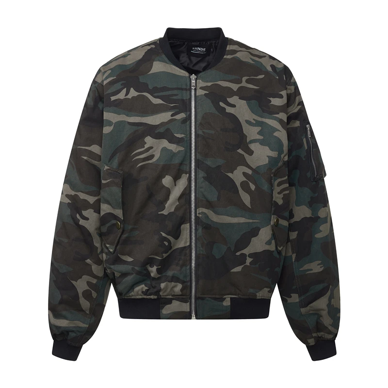 

GXFortune Heavy Industry Retro Camouflage Baseball Jaet Thiened Bomber Pilot Jaet Cotton Coat Men's Loose Fit Youth Tre...