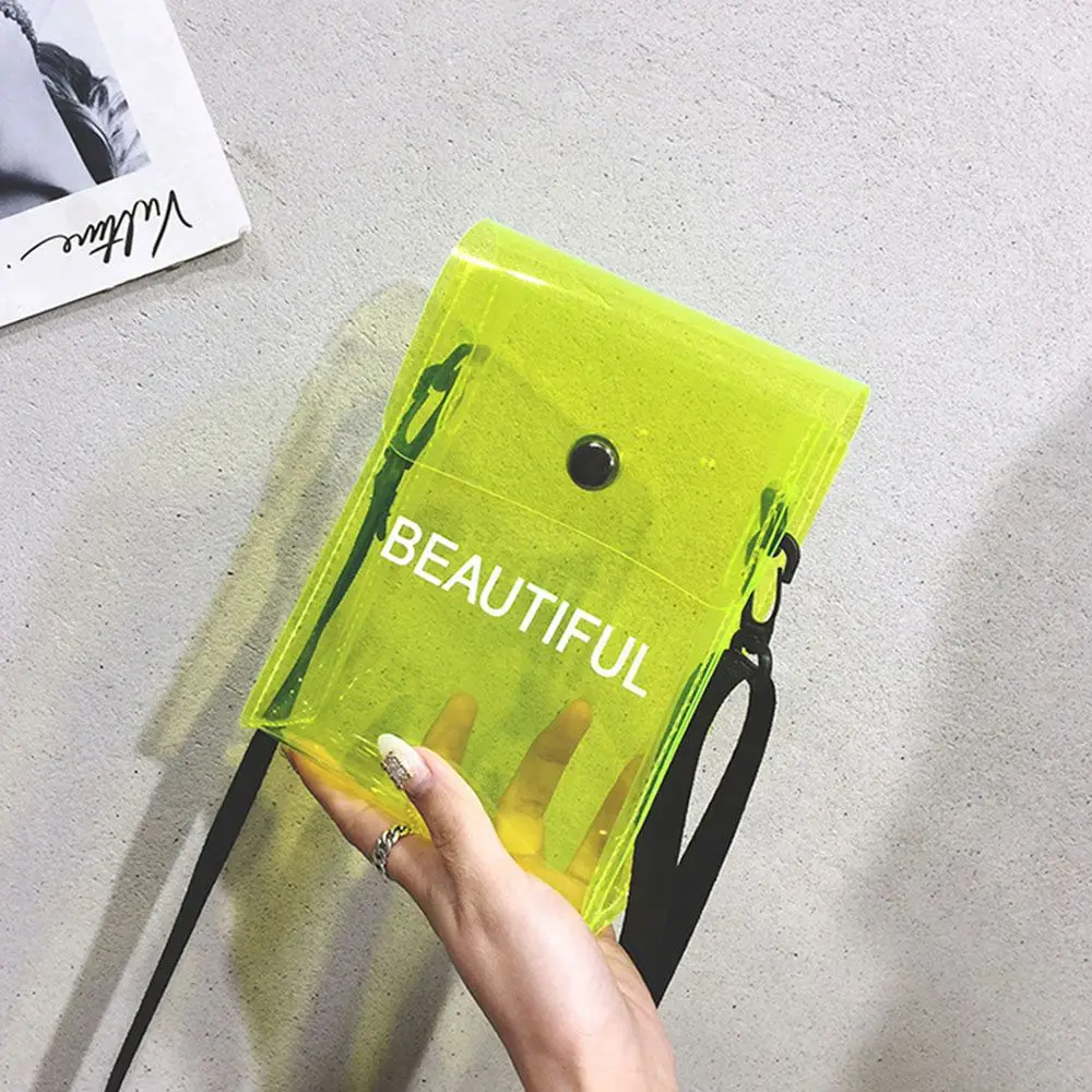 Mobile Phone Bag Coin Purse Ladies Flap Bag PVC Summer Transparent Messenger Bag Single Shoulder Bag Phone Pocket Crossbody Bag