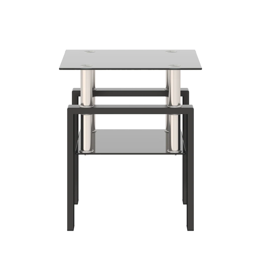 

1-Piece Modern Tempered Glass Tea Table Coffee Table End Table, Square Table for Living Room, Black
