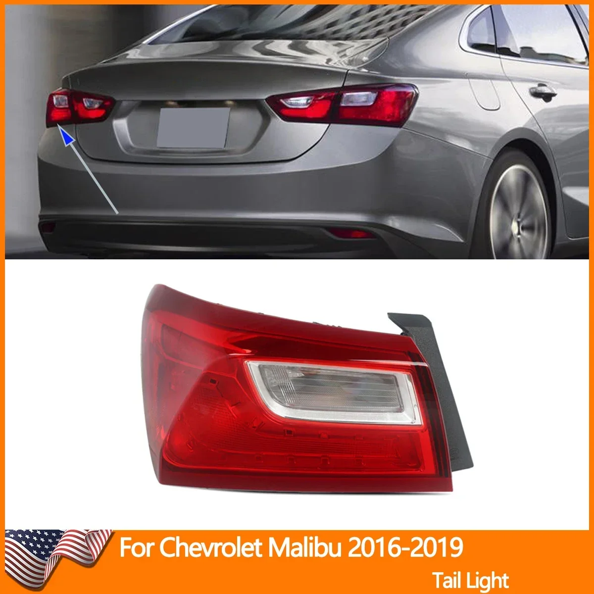 Driver Side Rear Brake Lamp Tail Light Assembly For Chevrolet Malibu 2016-2019