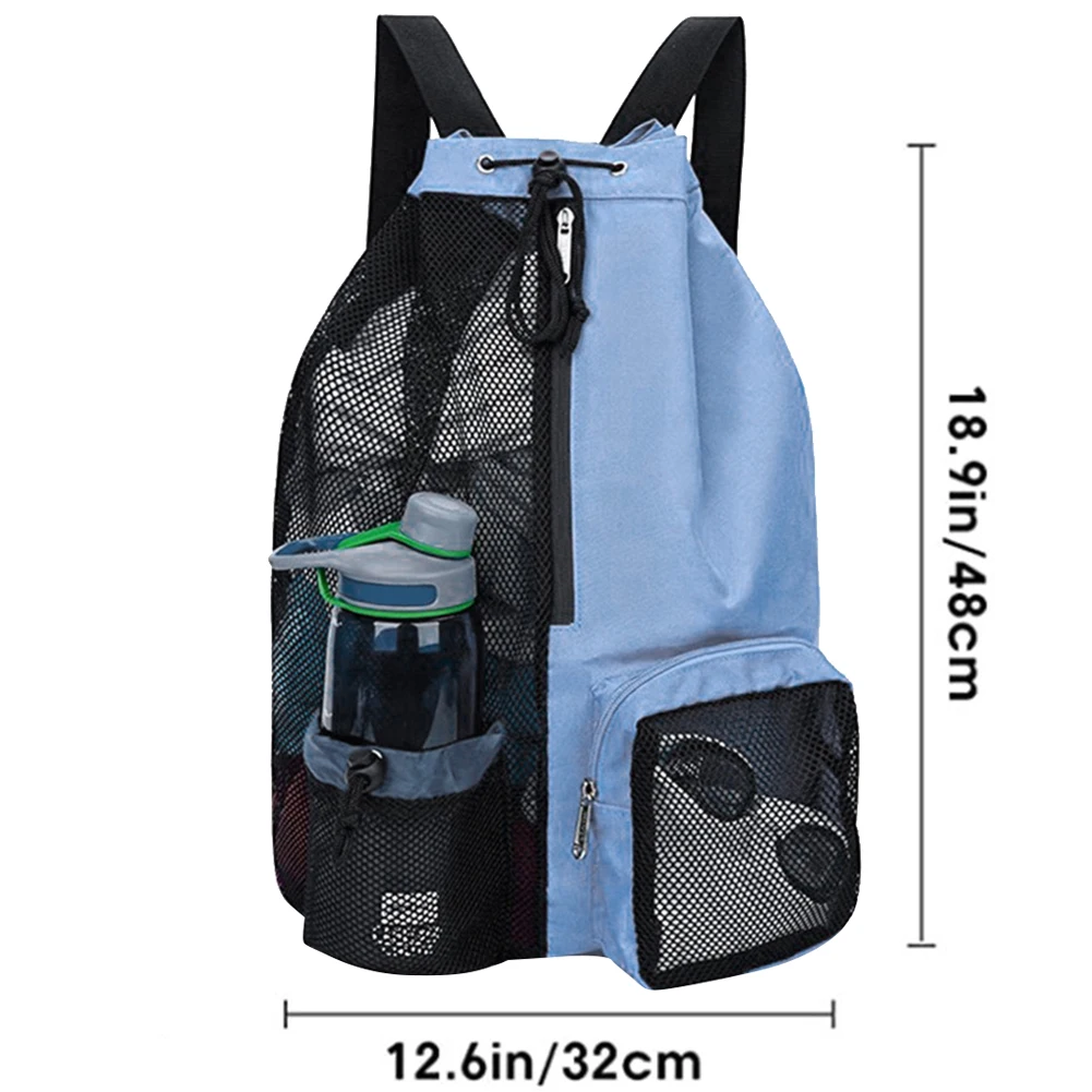Mesh Drawstring Backpack Mesh Swim Bag Lightweight Drawstring Gym Bag Waterproof Adjustable Strap for School Beach Holidays