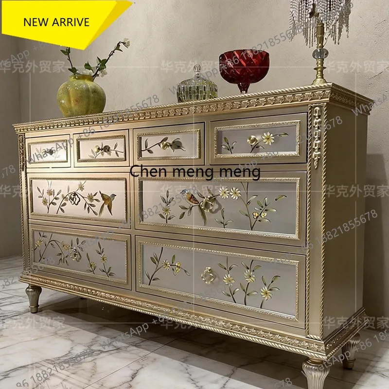 

G153 French vintage solid wood living room storage cabinet multi-drawer storage cabinet entrance entrance locker