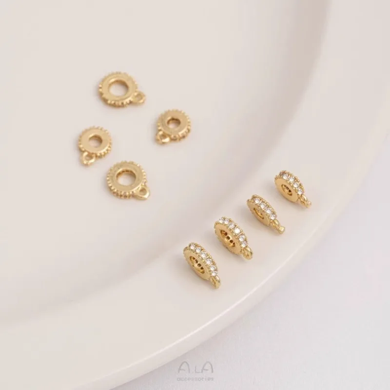 14K Gold Bag With Hanging Ring Zircon Spacer Handmade Gasket DIY Hanging Pendant Bracelet Necklace Jewelry Accessories