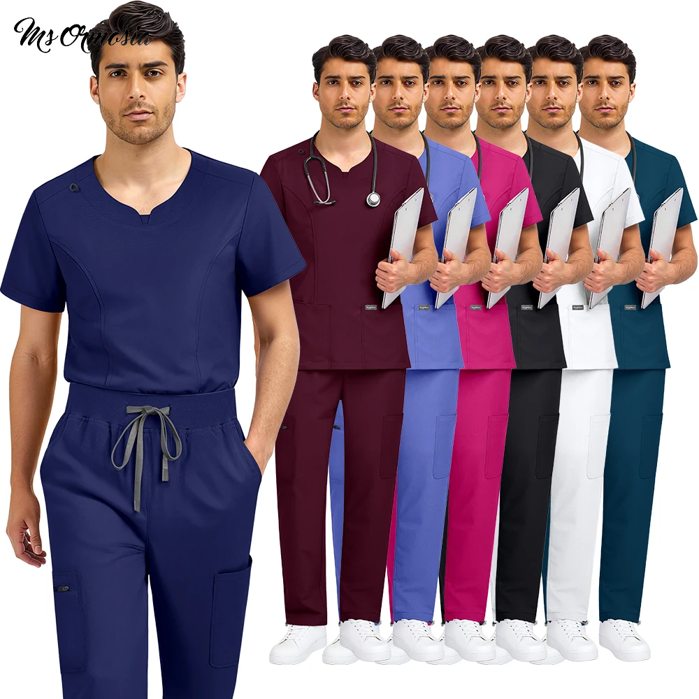 Summer Hospital Nurse Uniform Medical Scrubs Set Doctor Durable Stretch Workwear Pet Clinic Nursing Suit Dentist Working Clothes