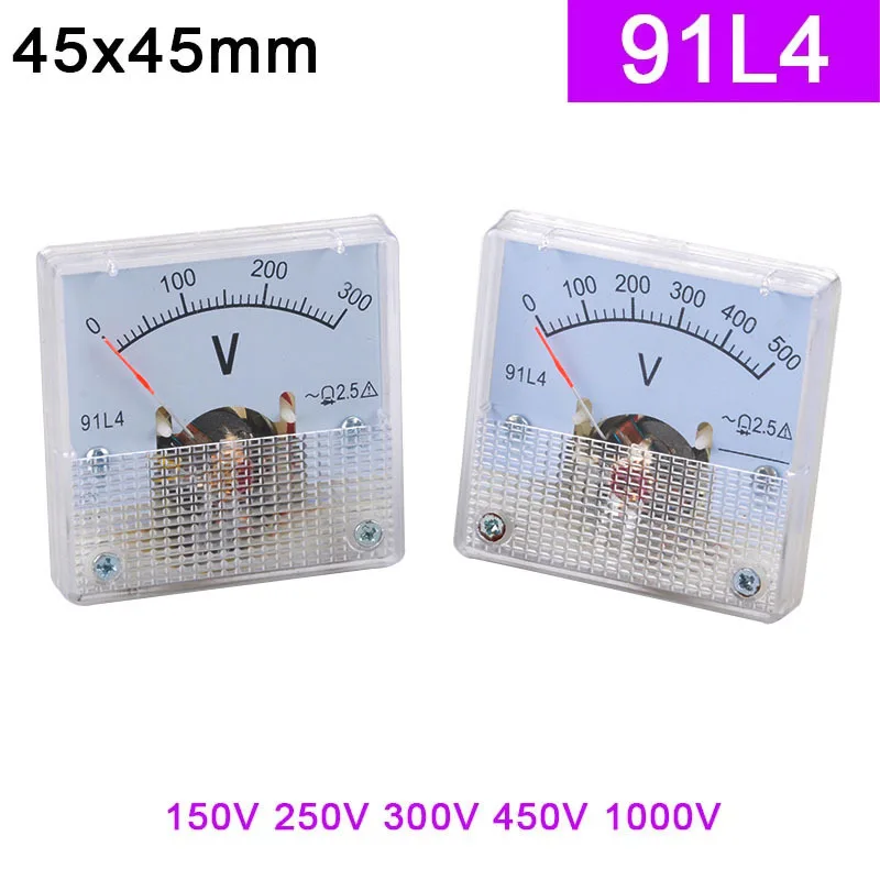 

91L4 meter 91L4-V Pointer Type AC Voltmeter 150V 250V 300V 450V 1000V Generator voltmeter 45*45mm