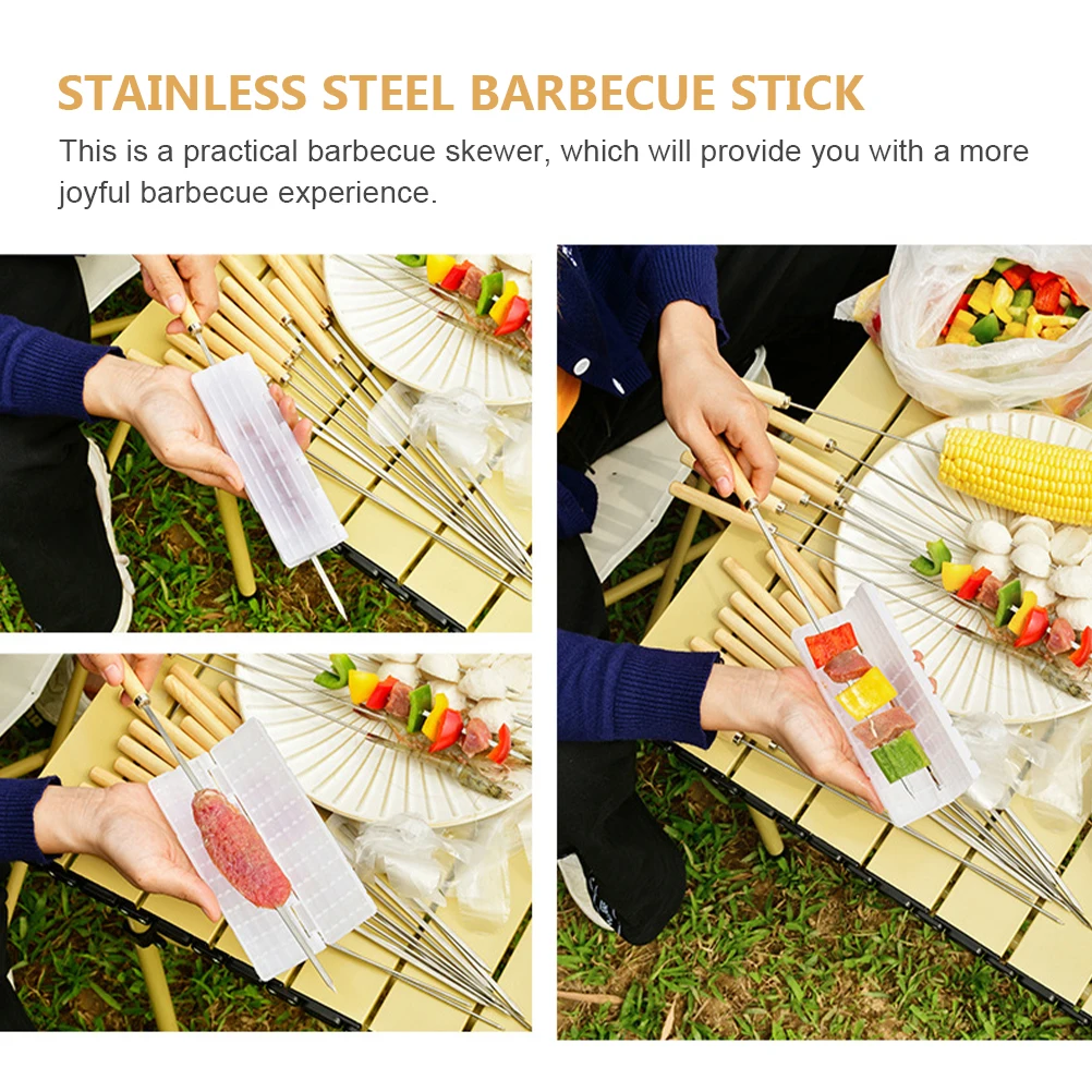

Barbecue Sign Set Stainless Steel Sticks Grilling Skewers for BBQ Kebab Rack Metal Kebabs Camping Accessories