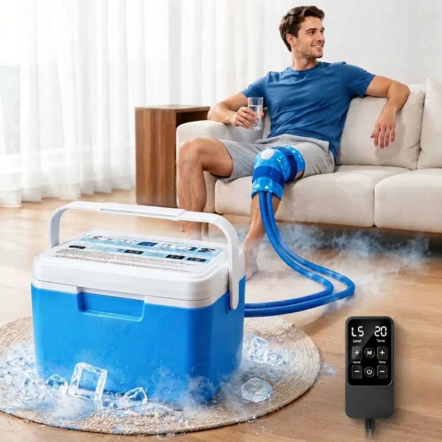 Ice Machine for Knee After Surgery Cold Therapy System with Timer Temp Control with 9Qt Fridge-Grade Cooler for Home & Bedrest