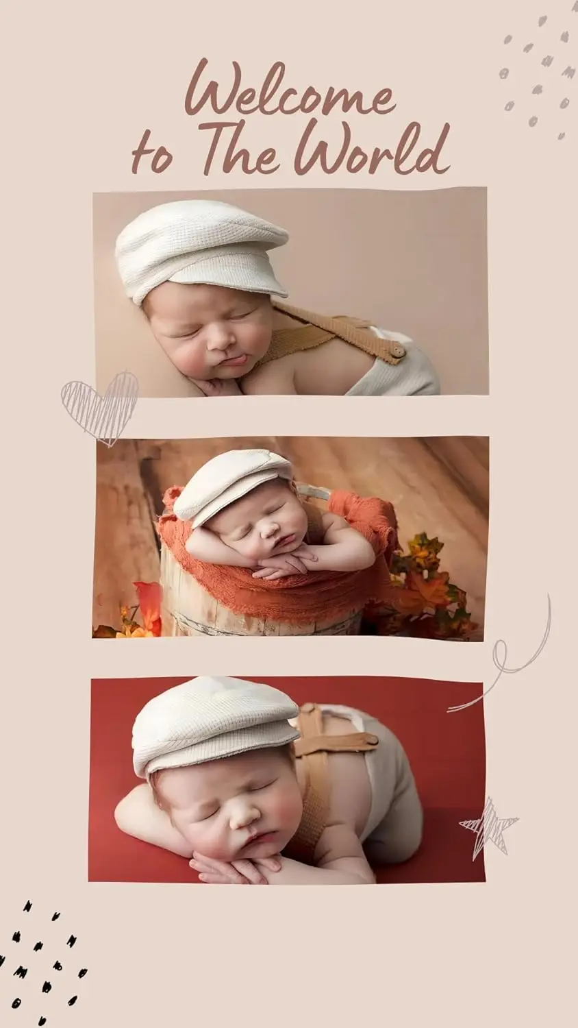 Newborn Photography Outfits Baby Boy New Born Overalls Boy Costume with Cap 0-1 Month Baby Fotografie Accessoires Shooting