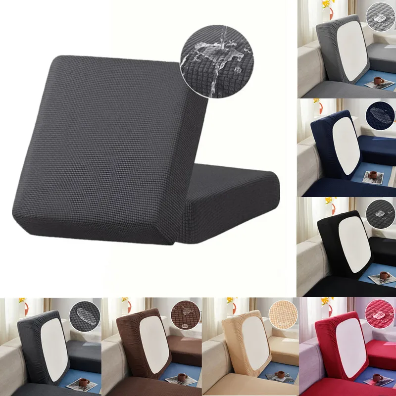 Single Sofa Cushion Cover Waterproof Living Room Couch Sofa Seat Pad Case Slipcover for 1 2 3 4 Seater Home Protector