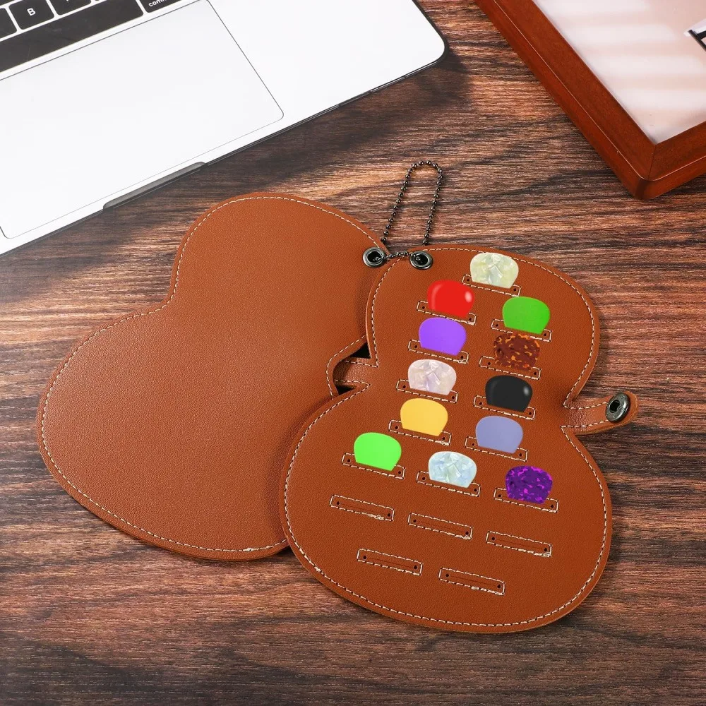 1 Pack Brown Guitar Shaped PU Leather Guitar Pick Holder Case, Brass Snap Portable Plectrum Storage Pouch, Compact Pick Organizer for Acoustic Electric Folk Ukulele Guitar Players