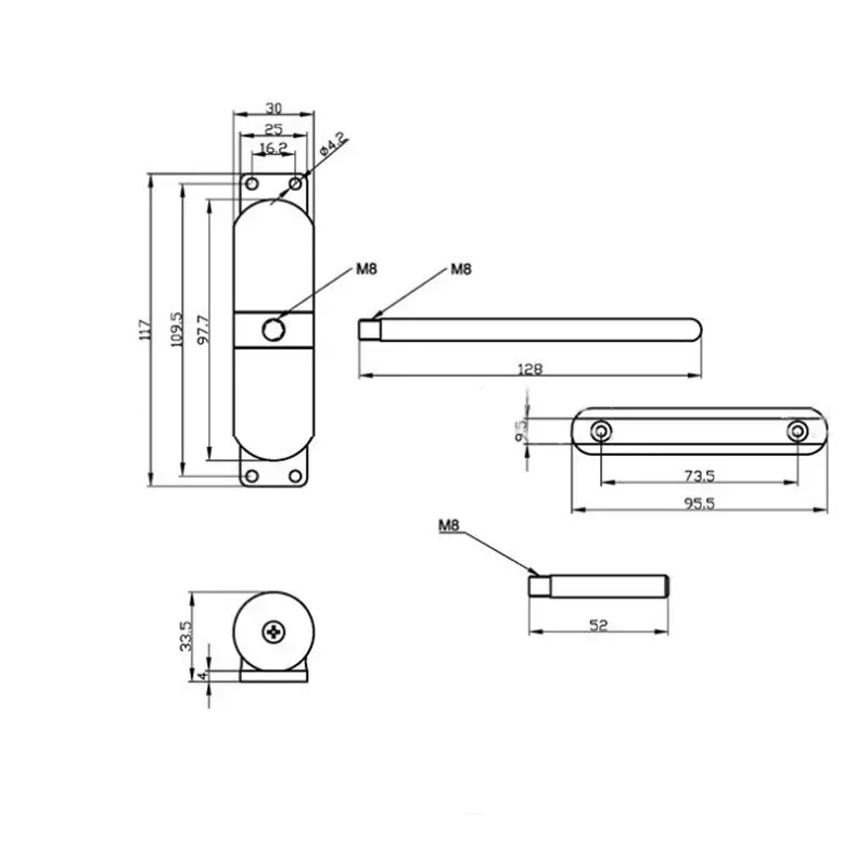 1pcs Zinc Alloy Adjustable Surface Mounted Automatic Door Closer Fire Rated Door Stopper Door Hardware