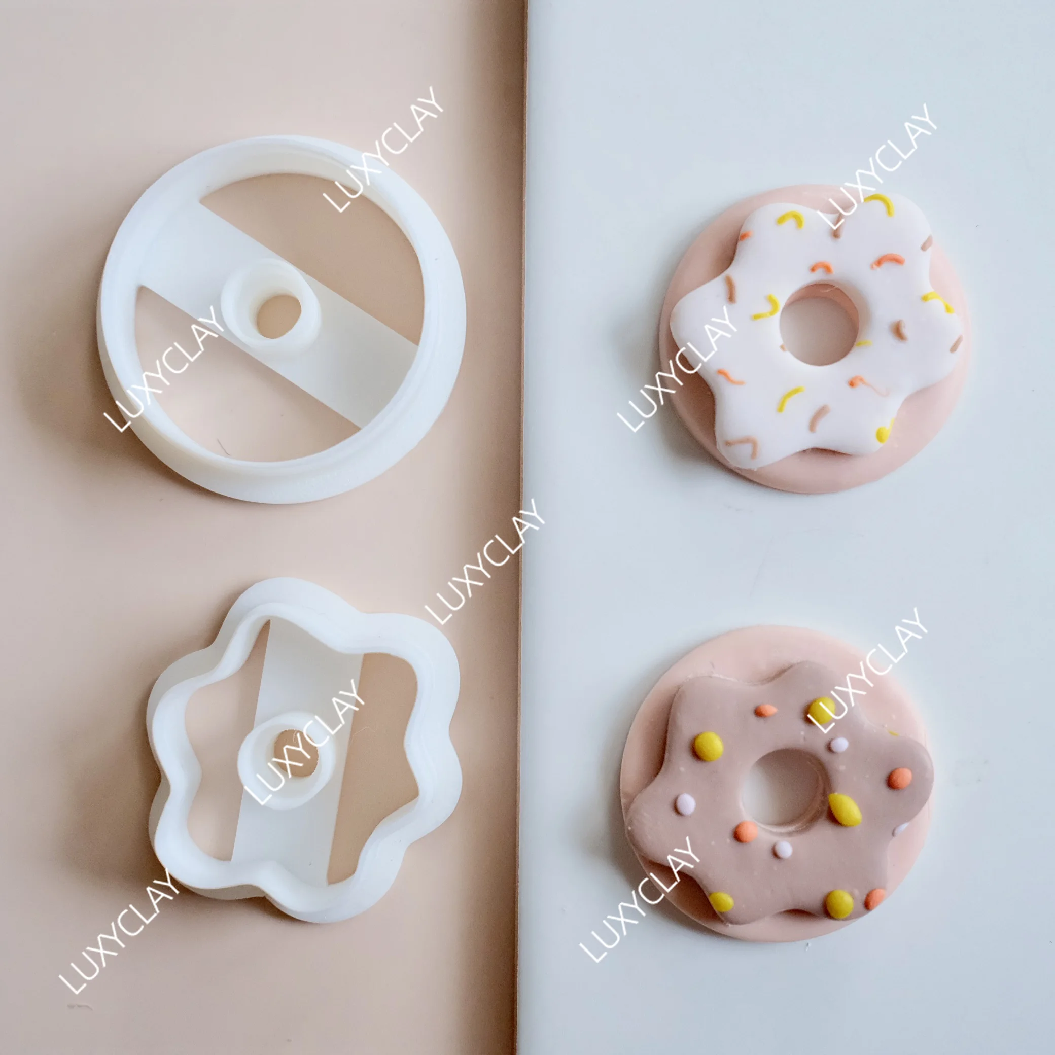 2pcs/set Floral Donut Shape Clay Earring Cutters Geometric Round Dangle Clay Cutters DIY Pendant Jewelry Necklace Making Tools