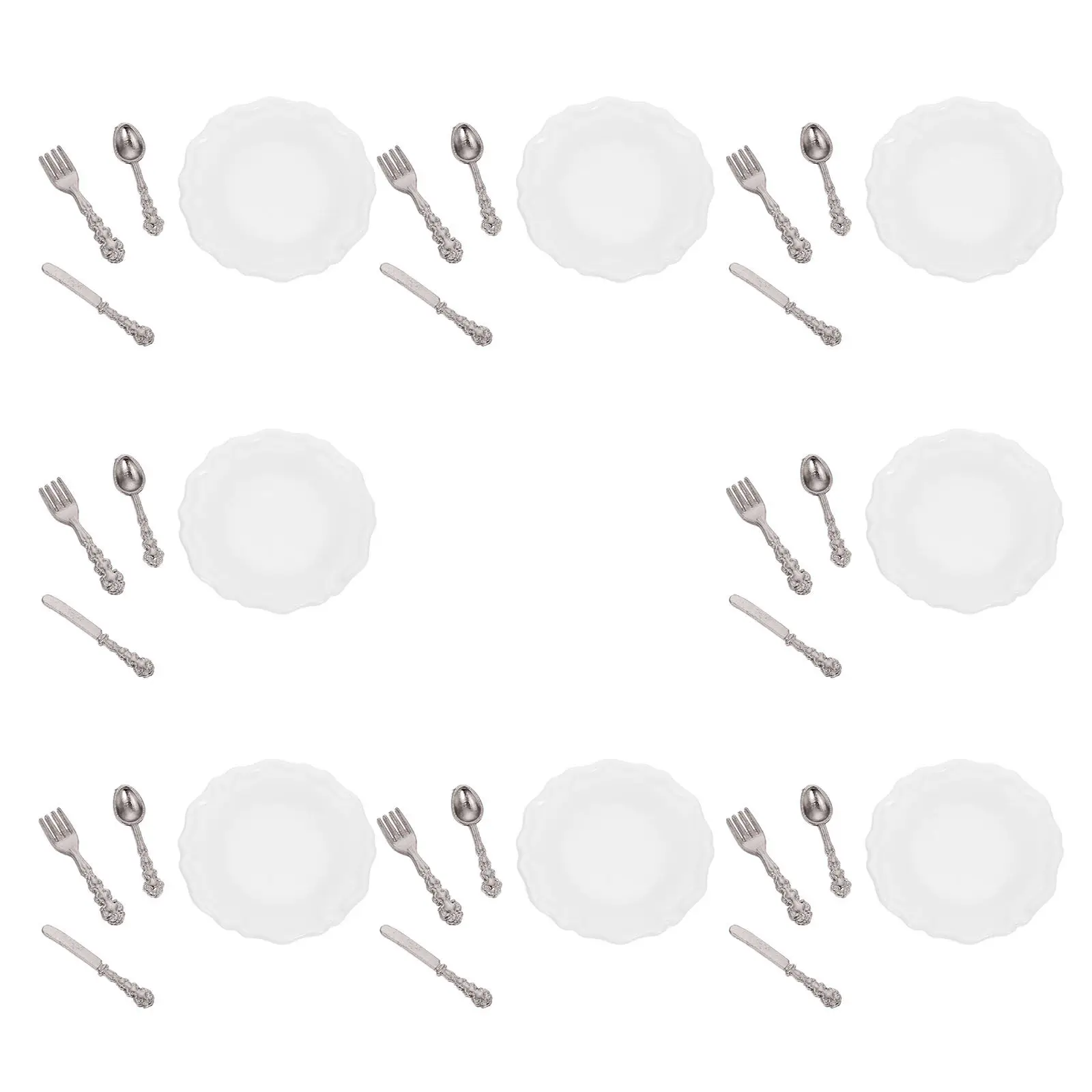 

8 Sets Miniature House Tableware Kits High-End Ceramic Alloy Small Kitchen Accessories Forks Spoons Perfect for Miniature Home