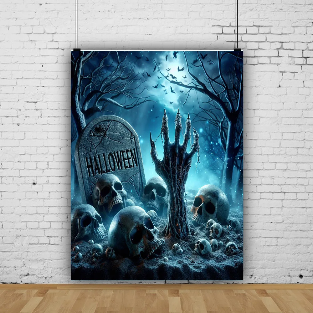 Fondo de feliz fiesta de Halloween, luna llena, noche terrorífica, castillo, santuario, murciélagos, bosque, linterna de calabaza, fotografía de fondo, JS-8