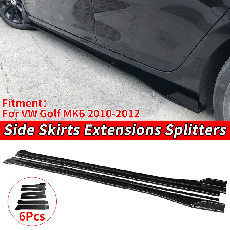 

High Quality Car Side Skirt Extension Splitters Body Apron Lip Splitter Winglet Accessories ABS For VW Golf MK6 2010 2011 2012