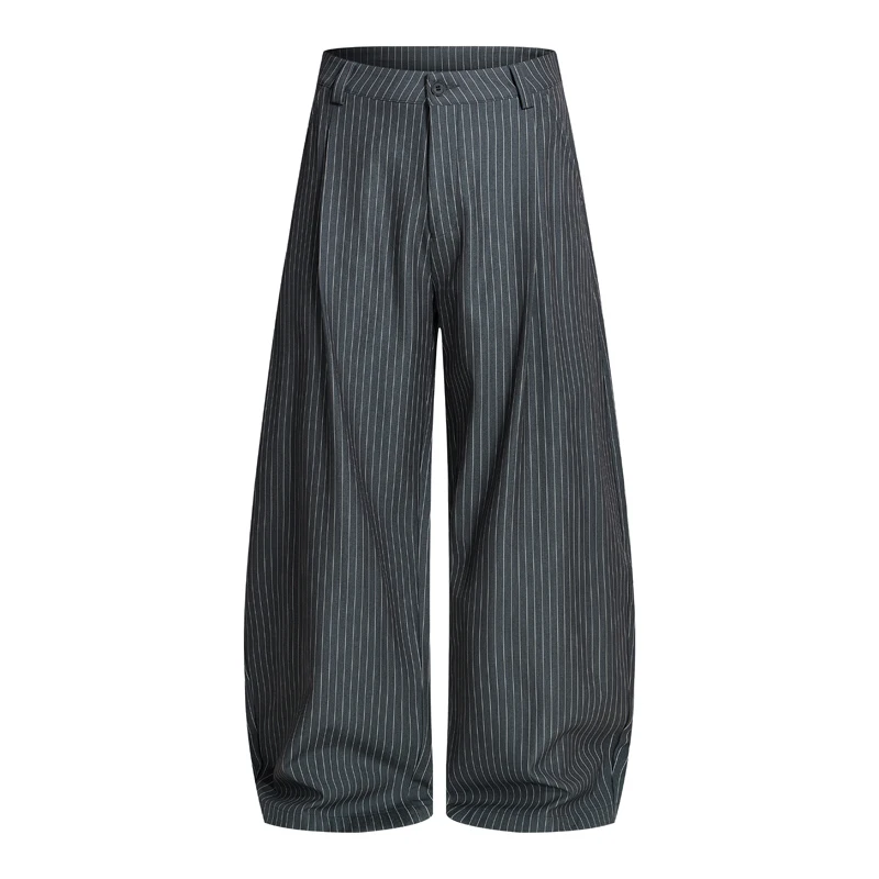 

Old Money Style Black White Striped Scythe Design Single Pleat Casual Men's Pants Sophisticated Loose Fit Casual Trousers