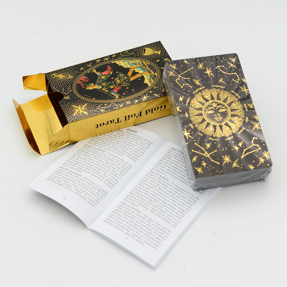 

12X7cm New Luxury Gold Foil Tarot Card Stamping PVC Waterproof and Durable Chess and Card Game Card Paper Divination Manual