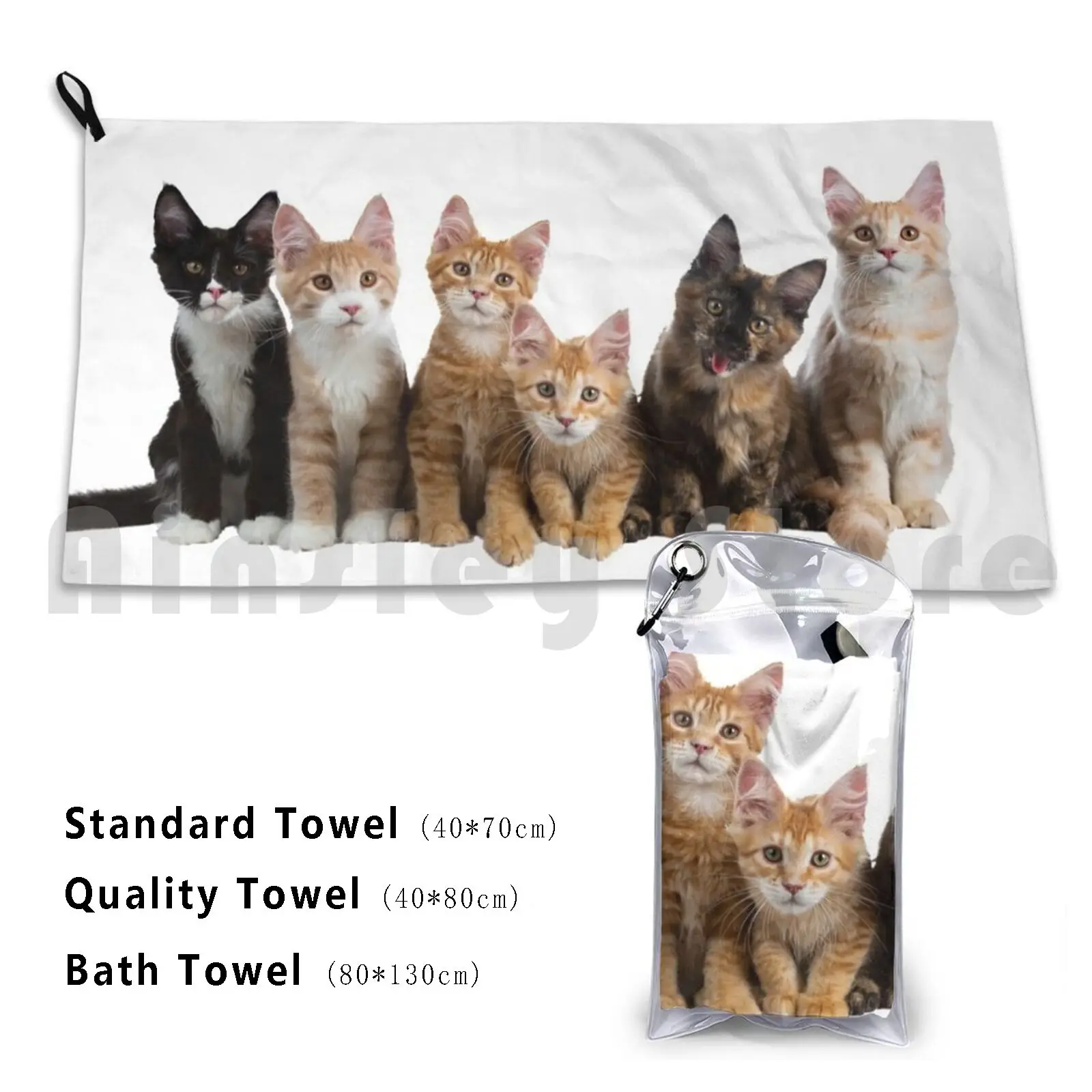 Dream Team Bath Towel Beach Cushion Cat Cats Cats Persian Domestic Wild Colorful Black White Yellow On A Tree