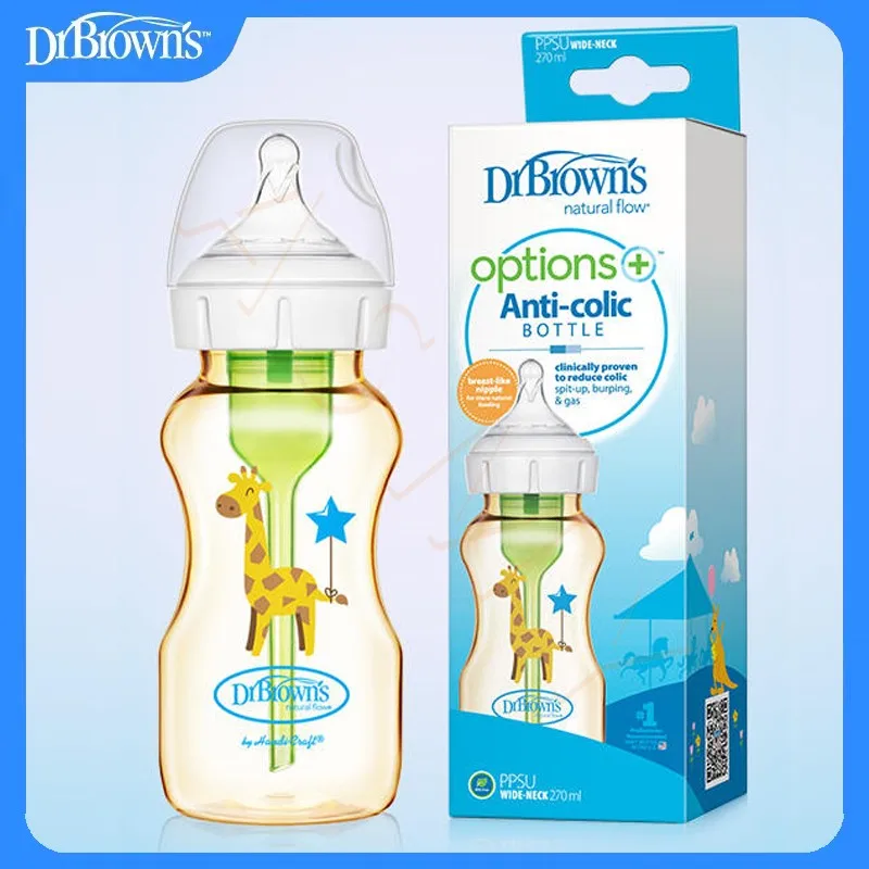 Dr. Brown's milk bottle PPSU /Wide Mouth /270ML  anti-fall newborn /Anti-Colic/Newborn bottle