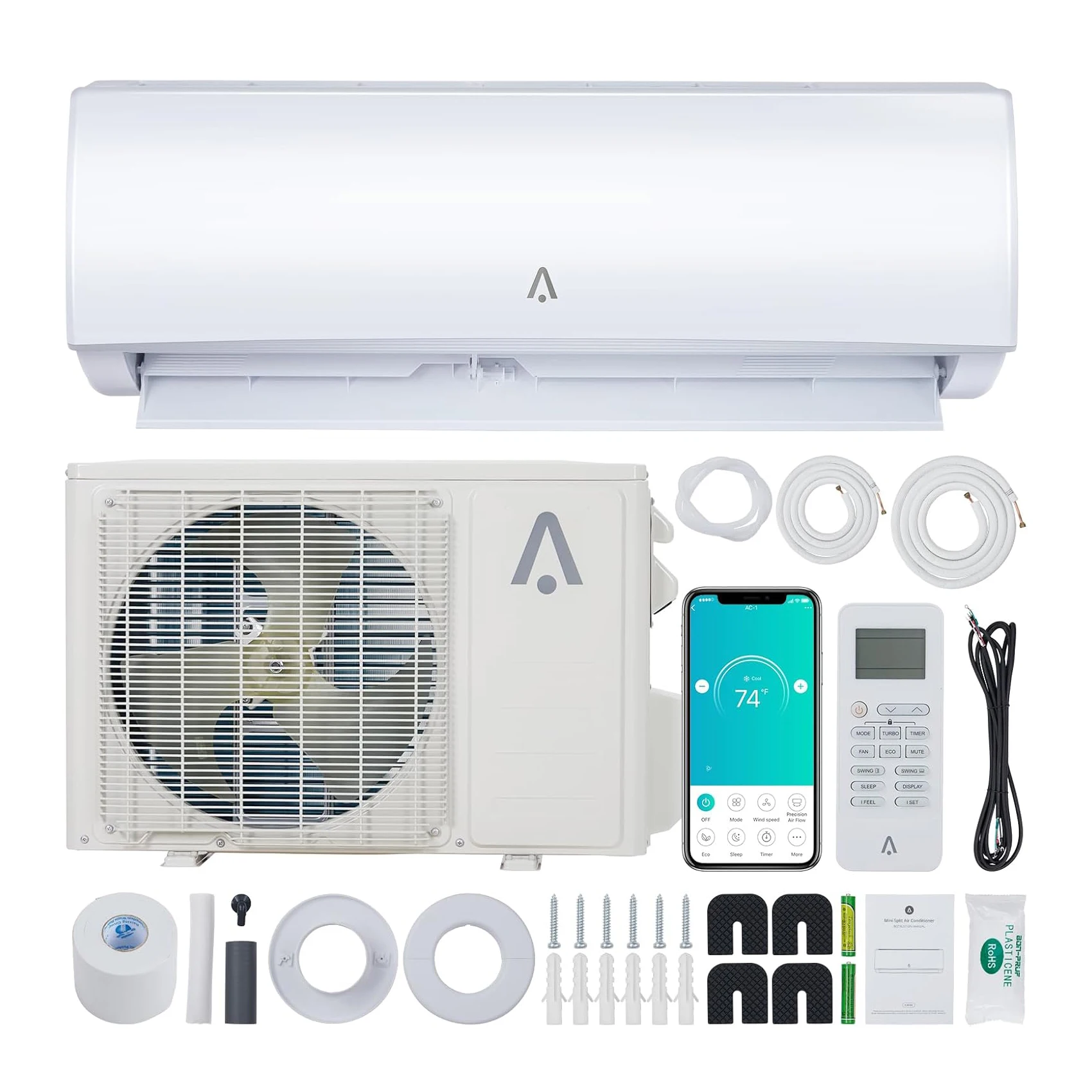 Mini sistema de bomba de calor de aire acondicionado dividido de 9000 BTU: refrigeración de bajo consumo, fácil instalación con control remoto