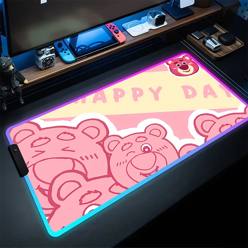 RGB Large Gaming Mouse Pad L-Lotso Laptop Mat Gaming Mousepad Backlit Keyboard Gamer Table Pads Cute Home Decor Girl style