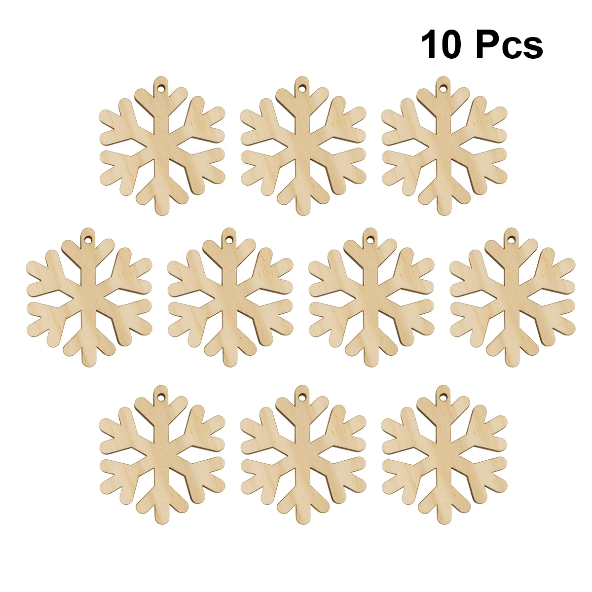 

10Pcs Wooden Cutouts Christmas Hanging Pendant Snowflake Shape DIY Craft Ornament Christmas Tree Decorative Props
