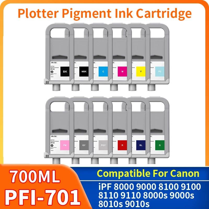 

700 мл картридж PFI-701 PFI701, совместимый с Canon iPF8000s iPF9000s iPF8000 iPF9000 iPF8010s iPF9010s с пигментными чернилами