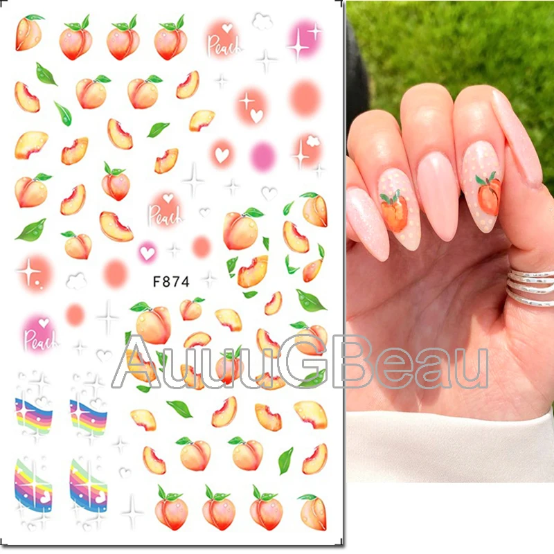 3d Nail Art adesivi cursori adesivi frutta estiva limoni foglie tropicali fiori decalcomanie decorazione per Manicure suggerimenti bellezza