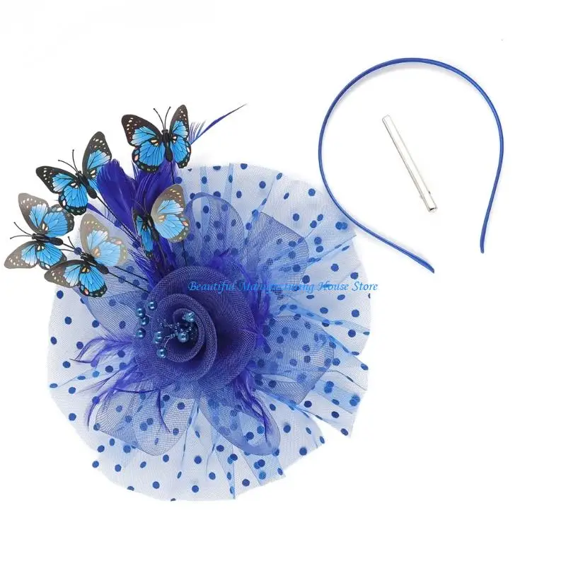E56A Elegant Wedding Bridal Hairpin Butterfly Design Fascinator Wide Comfort Wear Lightweight Wedding Accessory