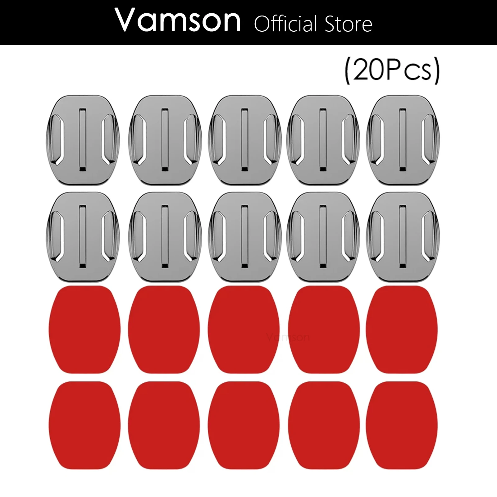 Vamson 20Pcs Flat Surface Base Mount with Adhesive Stickers for Gopro Hero 12 11 10 9 8 7 6 5 for Insta360 X3 one X2 VP106E